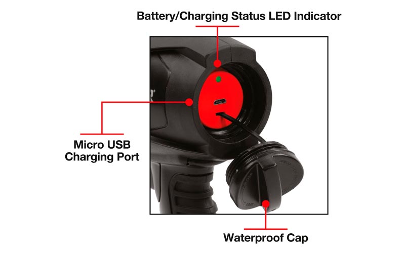 FL5W10V showing micro USB charging port